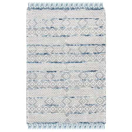 Safavieh 4 x 6 ft. Natura Collection Rectangle Flat Weave Rug Ivory & Blue NAT876M-4